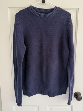 Pact‎ Organic Cotton Crewneck Sweater Blue Textured Knit Men’s Medium